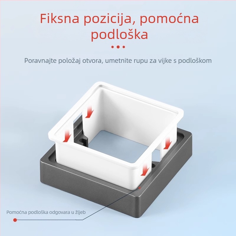 Ugrađena četverokutna električna kutija Type 86 s podižnim prstenom i brtvom za kutiju bez dna, kompatibilna s panelom prekidača.