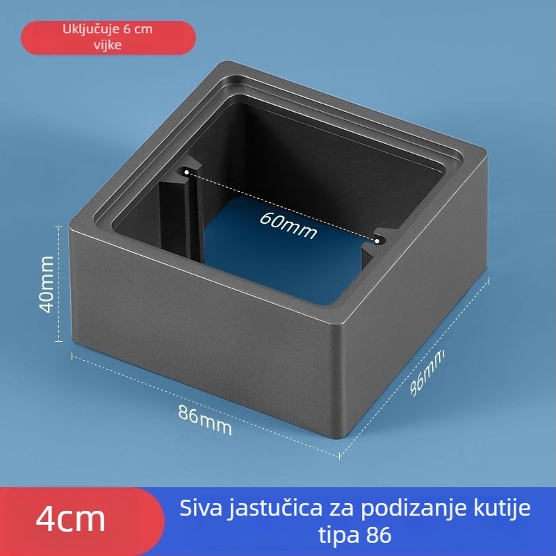 Ugrađena četverokutna električna kutija Type 86 s podižnim prstenom i brtvom za kutiju bez dna, kompatibilna s panelom prekidača.