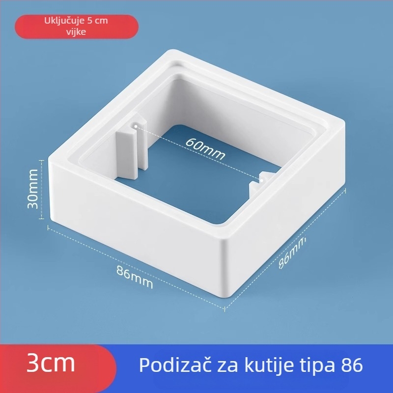 Ugrađena četverokutna električna kutija Type 86 s podižnim prstenom i brtvom za kutiju bez dna, kompatibilna s panelom prekidača.