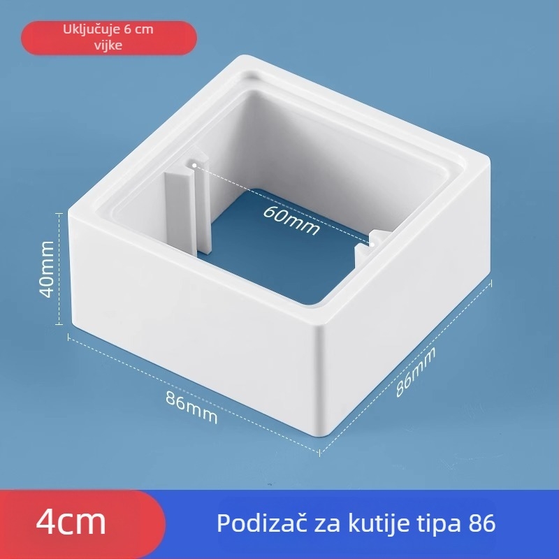 Ugrađena četverokutna električna kutija Type 86 s podižnim prstenom i brtvom za kutiju bez dna, kompatibilna s panelom prekidača.