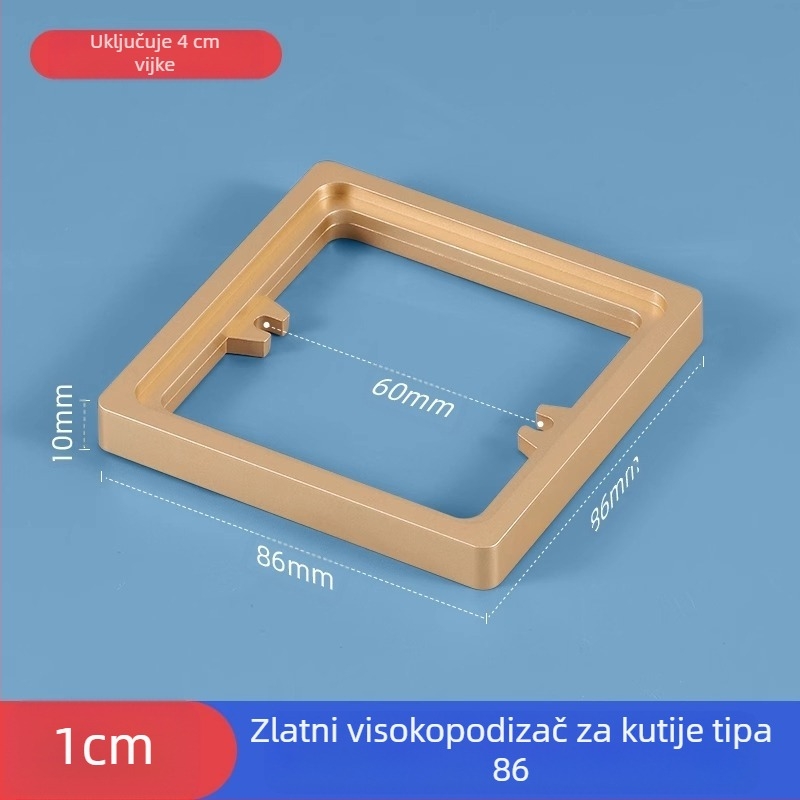 Ugrađena četverokutna električna kutija Type 86 s podižnim prstenom i brtvom za kutiju bez dna, kompatibilna s panelom prekidača.