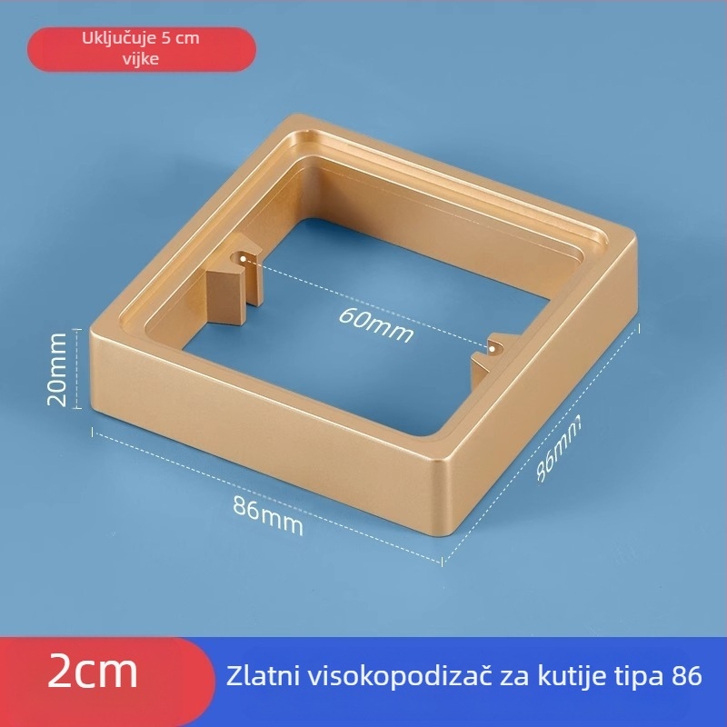 Ugrađena četverokutna električna kutija Type 86 s podižnim prstenom i brtvom za kutiju bez dna, kompatibilna s panelom prekidača.