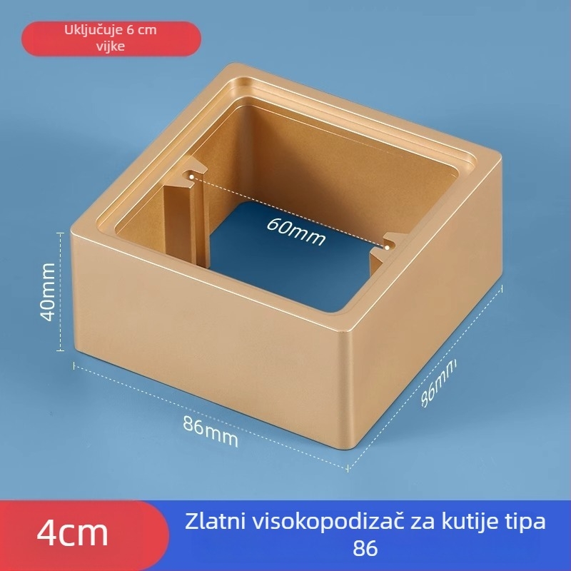 Ugrađena četverokutna električna kutija Type 86 s podižnim prstenom i brtvom za kutiju bez dna, kompatibilna s panelom prekidača.