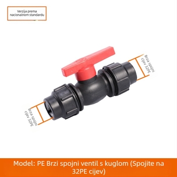 PE cijevni fitinzi s brzim spojem, T spoj, zavoj, spoj i ventil; materijal PE; debljina zida 3.0 mm; klasa 80