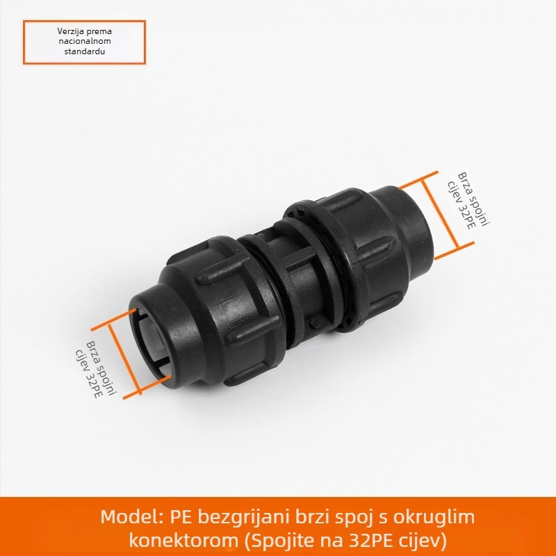 PE cijevni fitinzi s brzim spojem, T spoj, zavoj, spoj i ventil; materijal PE; debljina zida 3.0 mm; klasa 80