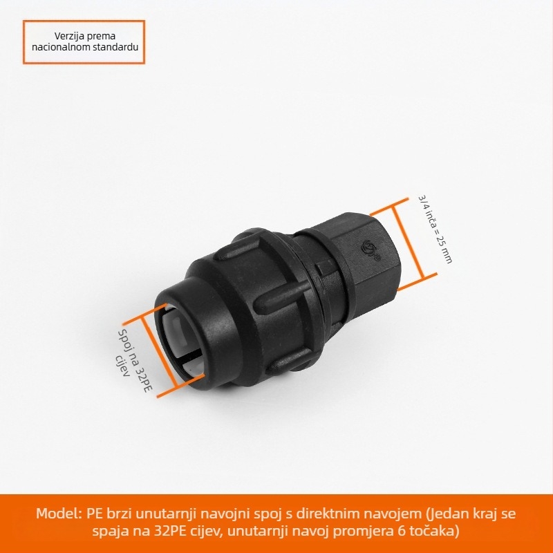 PE cijevni fitinzi s brzim spojem, T spoj, zavoj, spoj i ventil; materijal PE; debljina zida 3.0 mm; klasa 80