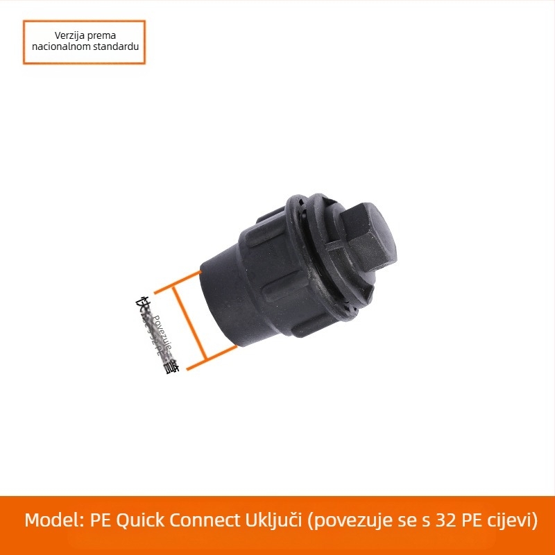 PE cijevni fitinzi s brzim spojem, T spoj, zavoj, spoj i ventil; materijal PE; debljina zida 3.0 mm; klasa 80