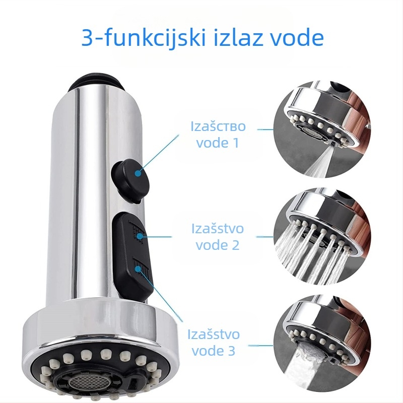 Goldsmiths Kuhinjska izvučna mlaznica za slavinu, ABS, kružni oblik, automatska funkcija vode, novi kineski stil