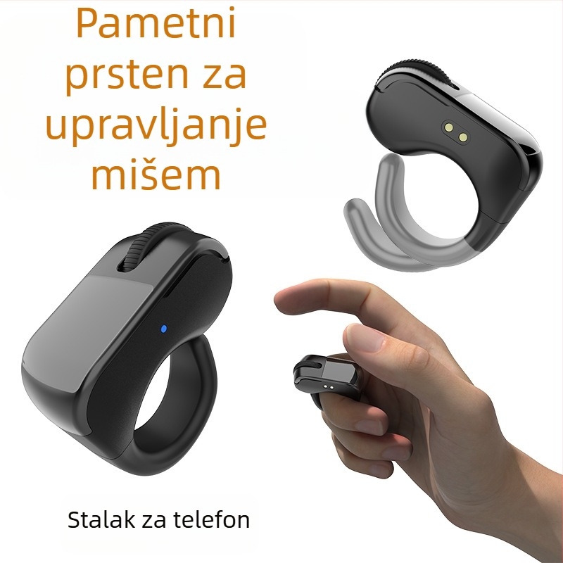 Bežični Bluetooth prsten uređaj za telefon – selfie, prebacivanje stranica, lajkovi i komentari; 2.4G/BT, doseg 10 m, Type-C, ABS, model D06, kompatibilan s Android, Apple, Microsoft