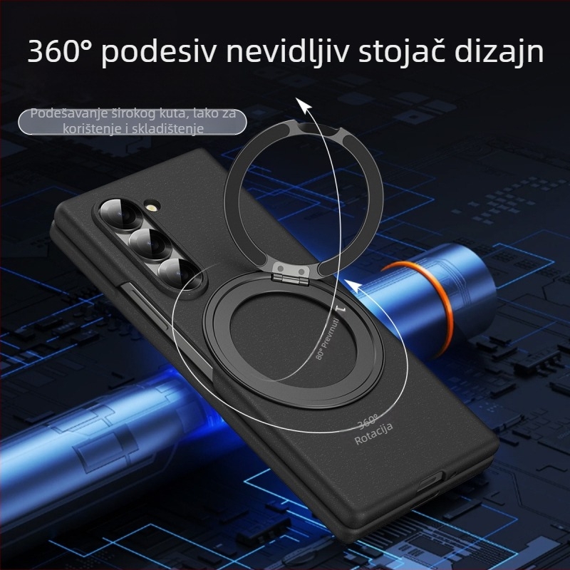 Kućište Samsung zFold6 s rotirajućim stalkom i magnetskim omotačem – PC materijal, površina toplim presom, odvode termuma, otpornost na habanje, anti otiske prstiju