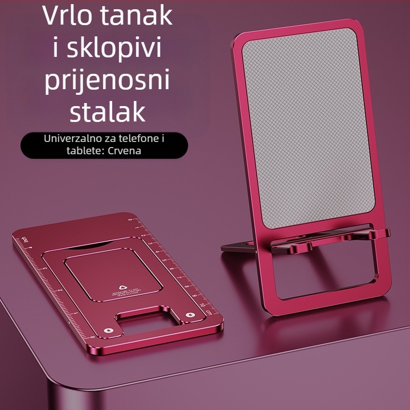 Držač za telefon na stol, izuzetno tanak, aluminijska legura, sklopiv, protuklizan, kompaktan, izdržljiv, višefunkcionalan