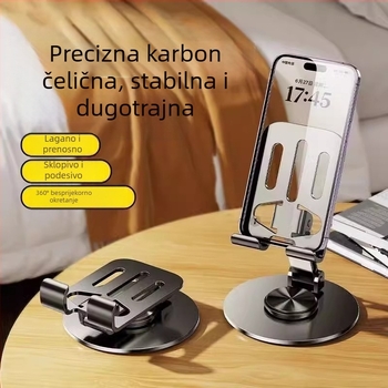 Stolni držač za telefone i tablete, potpuno metalni, sklopivi i okretni, univerzalni