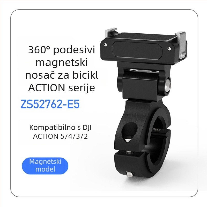 Magnetski brzi otpuštajući držač za sportsku kameru, kompatibilan s DJI Action 5 Pro/4/3/2, aluminijska legura, s slotom za cold shoe