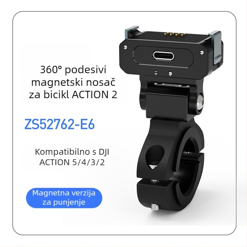 Magnetski brzi otpuštajući držač za sportsku kameru, kompatibilan s DJI Action 5 Pro/4/3/2, aluminijska legura, s slotom za cold shoe