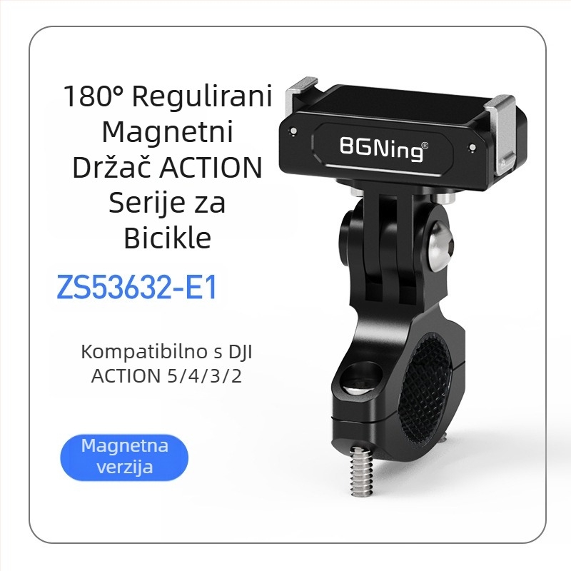 Magnetski brzi otpuštajući držač za sportsku kameru, kompatibilan s DJI Action 5 Pro/4/3/2, aluminijska legura, s slotom za cold shoe