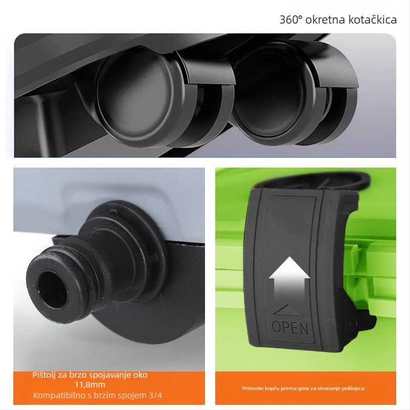 YiFun PP sklopiva kanta s Li-ion baterijom i vodnim pištoljem za visokotlačno pranje autom