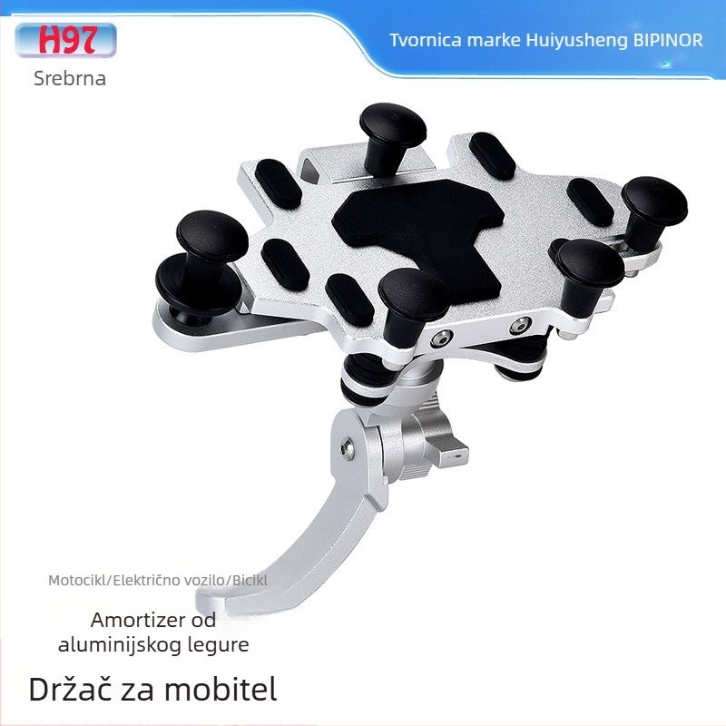 BIPINOR H99 Držač mobitela za motor za navigaciju, s tlmičem udaraca i 360° rotacijom, kompatibilan s Honda, Yamaha, BMW i Wuyang Haojue