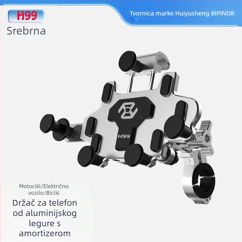 BIPINOR H99 Držač mobitela za motor za navigaciju, s tlmičem udaraca i 360° rotacijom, kompatibilan s Honda, Yamaha, BMW i Wuyang Haojue