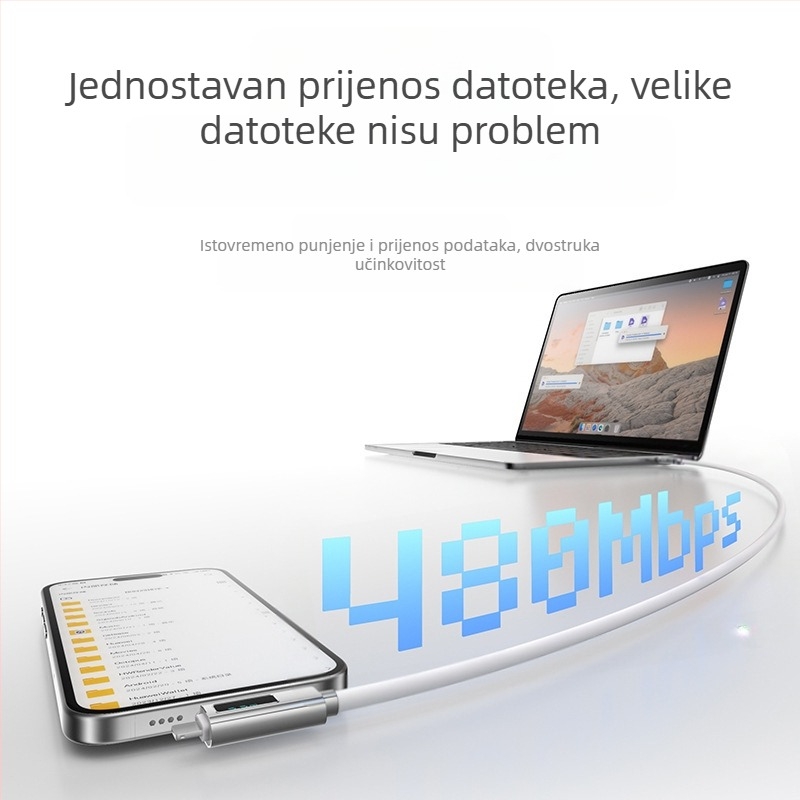 Kabel s digitalnim prikazom 4 u 1 za brzo punjenje PD27W, cinkova legura + silikon, konektori Lightning, Micro USB i USB-C