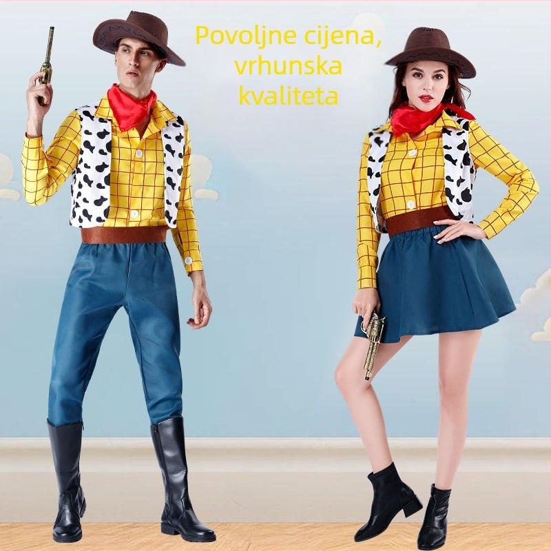 Woody kostim za obiteljsku scensku predstavu – odrasli i djeca, denim stil, ulični fashion, materijal Spandex i Nylon, glavni materijal <30%, drugi 30–50%, proljeće 2023