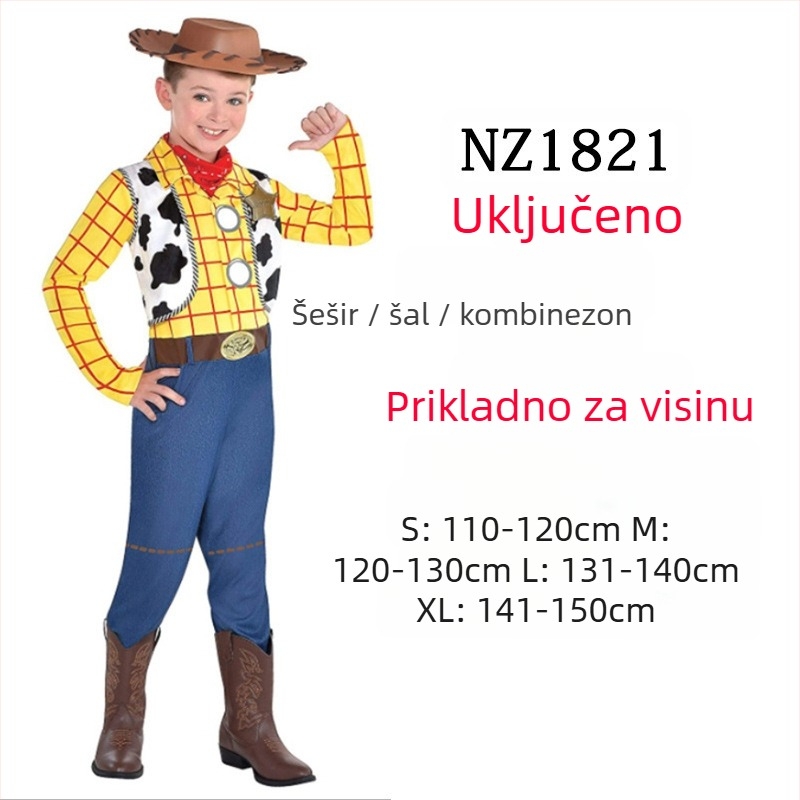 Woody kostim za obiteljsku scensku predstavu – odrasli i djeca, denim stil, ulični fashion, materijal Spandex i Nylon, glavni materijal <30%, drugi 30–50%, proljeće 2023
