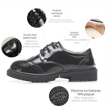 Dječje kožne plesne cipele za dječake, britanski stil, Velcro zatvaranje, potplat od TPR-a, latex ulošak, podstava od svinjske kože