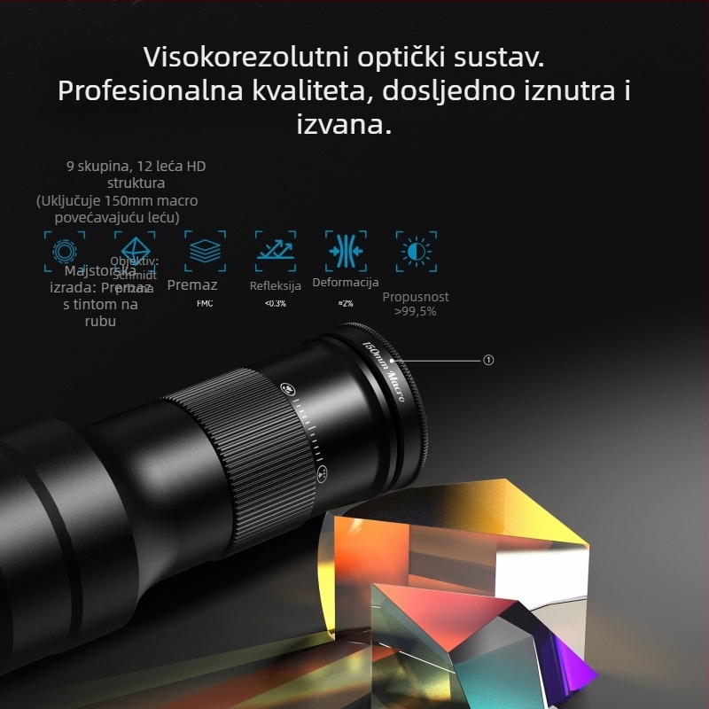 APEXEL 6x monokularni telemakro objektiv za pametni telefon – 6x povećanje, vidno polje 150 m, promjer izlazne zjenice 3 mm