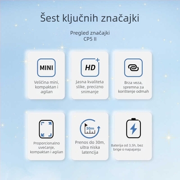 CP5 II Stražnji alat za selfie za mobitel, bežična projekcija zaslona, maksimalna nosivost 2–5 kg, težina 62 g