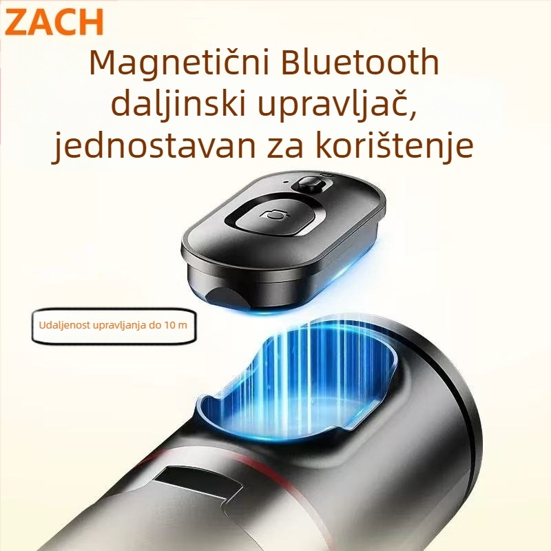 Stativ za fotografiju i video s ABS + aluminijska legura, stabilizacija slike, ugrađeno svjetlo, Bluetooth, daljinski upravljač