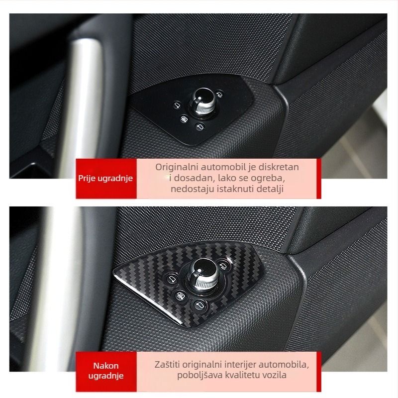 Audi TT (2008-2014) Panel za gumbove vrata od pravog karbonskog vlakna, unutarnja dekoracija s mogućnošću prilagodbe i tiskom logotipa