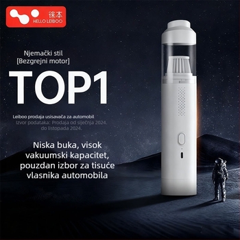 Ručni automobilski usisavač, bežični, punjiv, 7.4V, 80W, usisna snaga 9000Pa