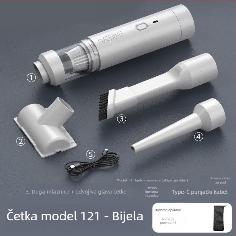 Ručni automobilski usisavač, bežični, punjiv, 7.4V, 80W, usisna snaga 9000Pa