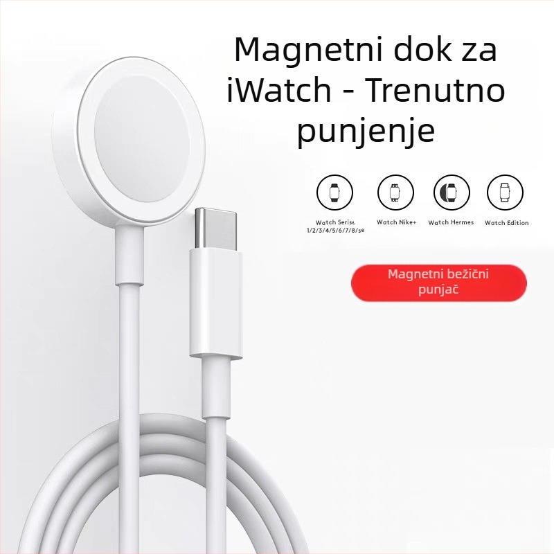 Apple Watch magnetska baza za punjenje s C-portom - PD punjenje; magnetsko punjenje; izlazna snaga 2,5–5 W; držač za punjenje; kompatibilno s Apple Watch Series