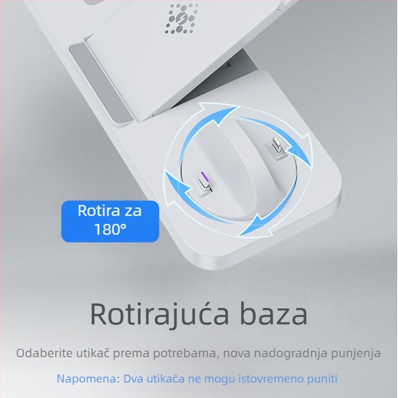 Vineeds Šest u jednome sklopivi bežični punjač – 15W QC brzo punjenje, Sklopivi Qi punjač, Bez magnetskog punjenja