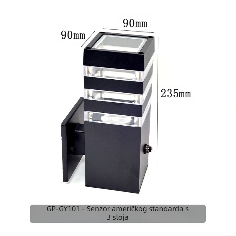 GP-GY101 Vanjska zidna svjetiljka s IP65 aluminijskim kućištem, ulazna napetost 220V, temperature boje 3000/4000/6000K