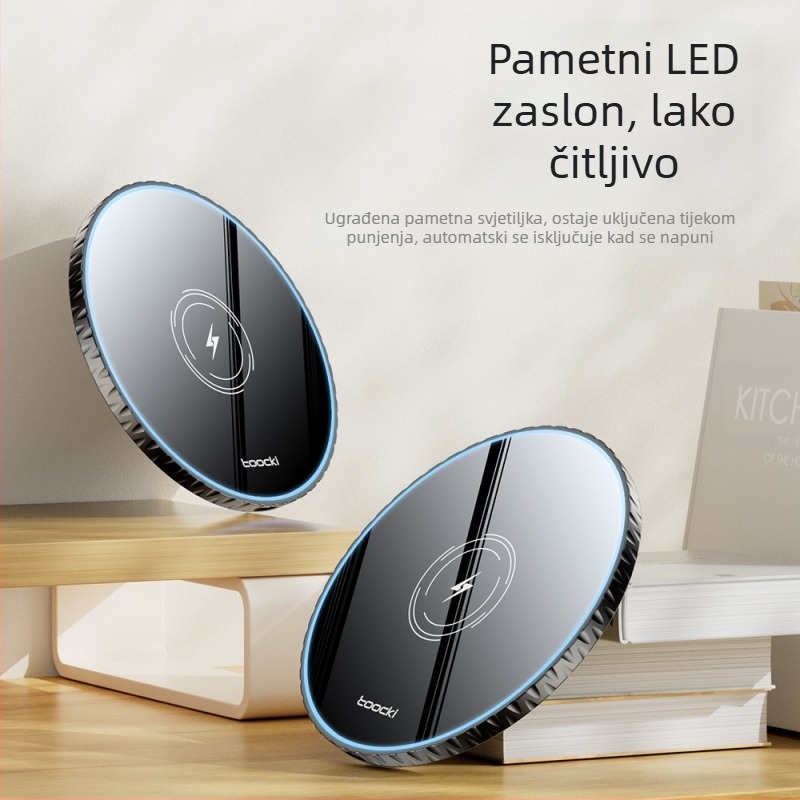 Toocki 3-u-1 stolni bežični punjač, 15W, s magnetskim punjenjem, za Bluetooth slušalice i seriju iPhone 15