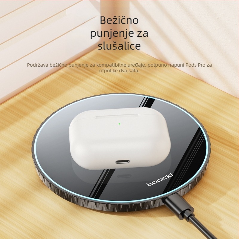 Toocki 3-u-1 stolni bežični punjač, 15W, s magnetskim punjenjem, za Bluetooth slušalice i seriju iPhone 15
