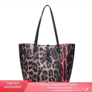 PVC tote torba s leopardovim uzorkom, vertikalni kvadratni oblik, gornji otvor, ID džep