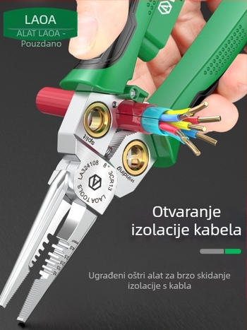 8-u-1 električarske kliješta s mjerenjem napona, skidanje izolacije, rezanje vodiča i krimpanje