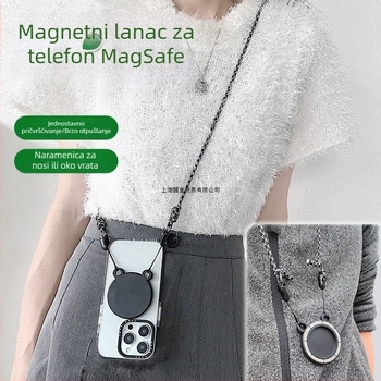 Magnetski držač za telefon – dvobojni dizajn, MagSafe kompatibilan, tkani kaiš za nošenje oko vrata