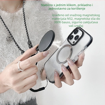 Magnetski držač za telefon – dvobojni dizajn, MagSafe kompatibilan, tkani kaiš za nošenje oko vrata
