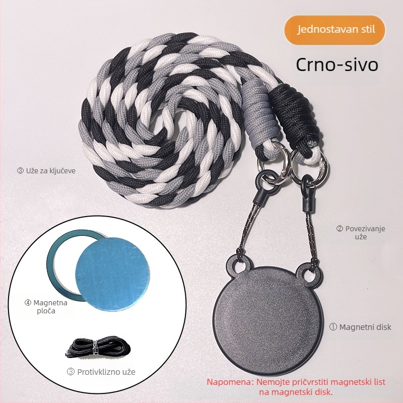 Magnetski držač za telefon – dvobojni dizajn, MagSafe kompatibilan, tkani kaiš za nošenje oko vrata