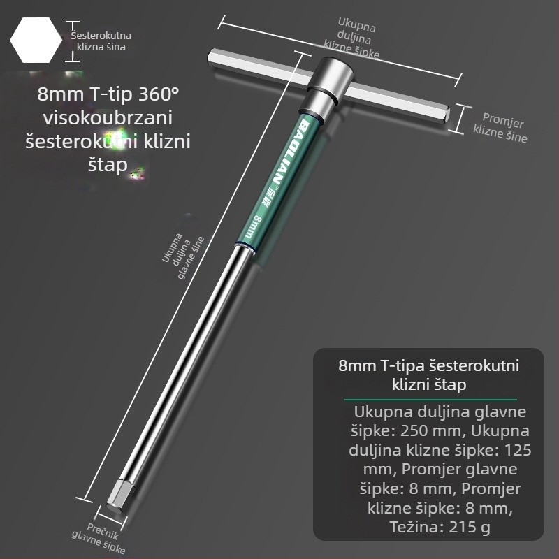 T-oblik ključ sa šesterokutnom glavom, visoke brzine