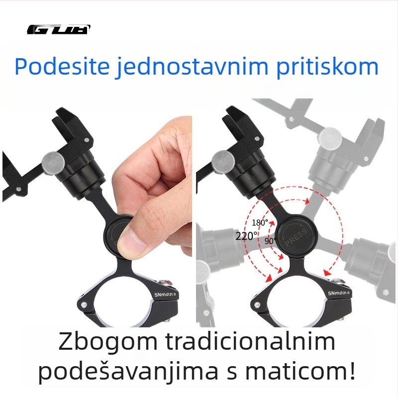 GUB PLUS21 Metalni nosač navigacije za bicikle i motocikle s produženom stezaljkom i držačem za telefon