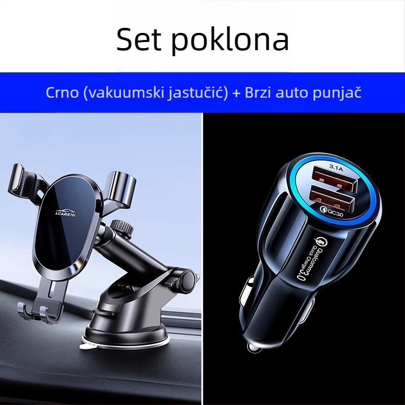 LCARS aluminijski univerzalni držač za auto s usisnom čašom, gravitacijskom podrškom i automatskim zaključavanjem za navigaciju