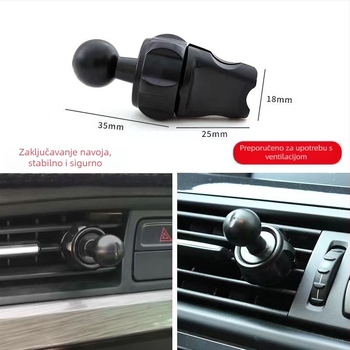 Držač za telefon u automobilu za ventilaciju, kuglična glava 17 mm – Snap-on ugradnja, univerzalna navigacija