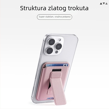 Jednostavan i izdržljiv magnetski držač za kartice sa sklopivim stalkom za iPhone 16