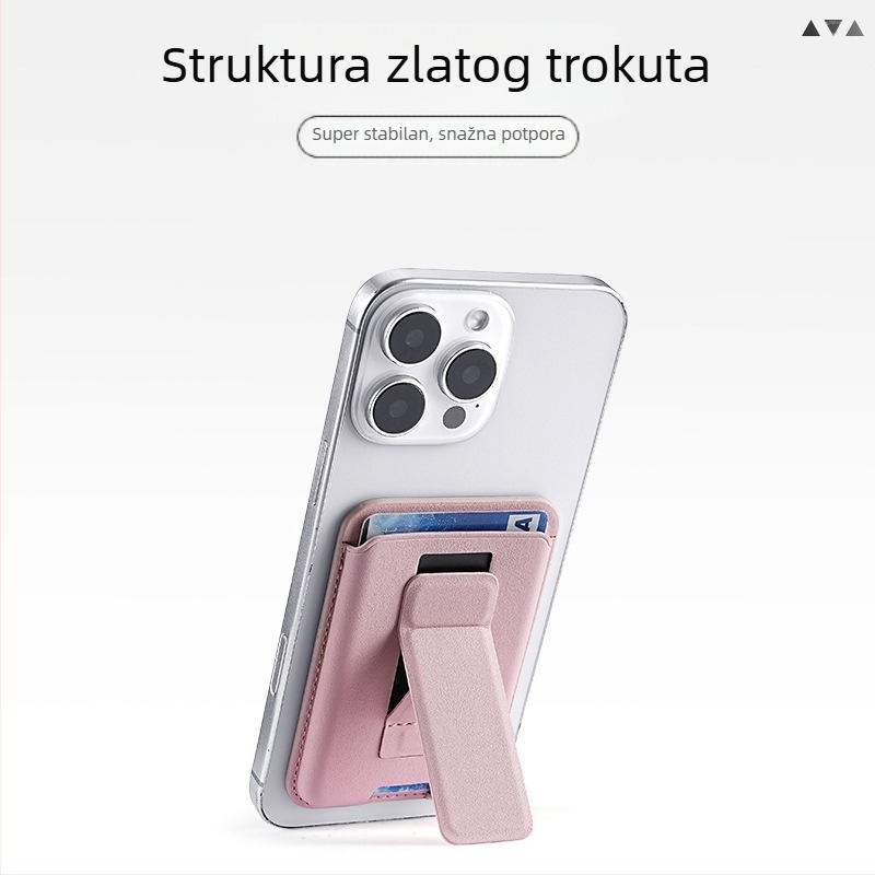 Jednostavan i izdržljiv magnetski držač za kartice sa sklopivim stalkom za iPhone 16
