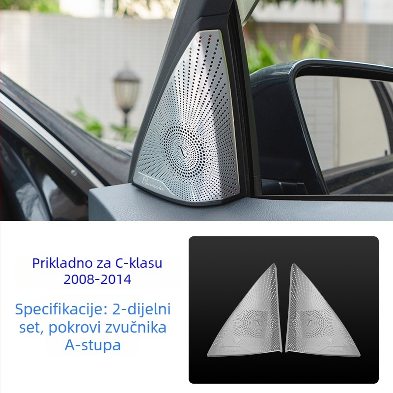 Mercedes-Benz W204 C-Class unutranji poklop zvučnika Berlin Sound, dekorativna audio naljepnica, nehrđajući čelik, bez loga, bez prilagodbe