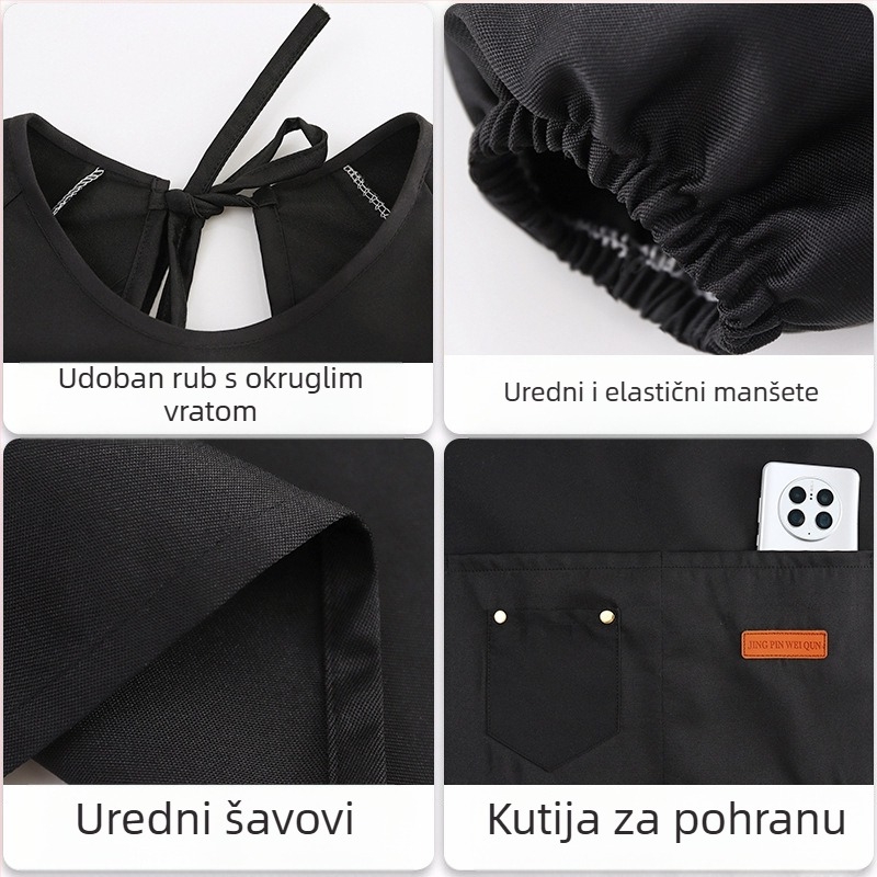 Pregača s rukavima za catering, poliestersko-pamučno, otporna na mrlje, Hao Jin